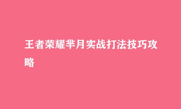 王者荣耀芈月实战打法技巧攻略