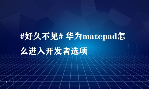 #好久不见# 华为matepad怎么进入开发者选项