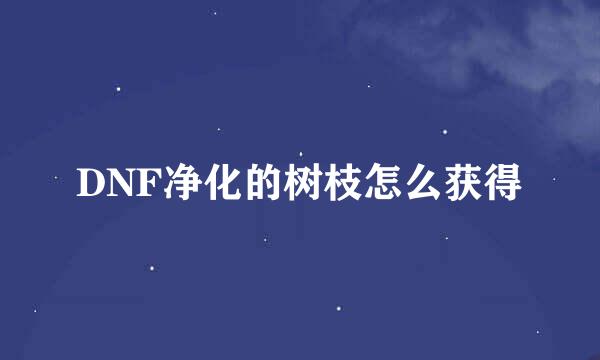 DNF净化的树枝怎么获得