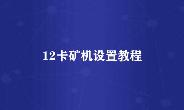 12卡矿机设置教程
