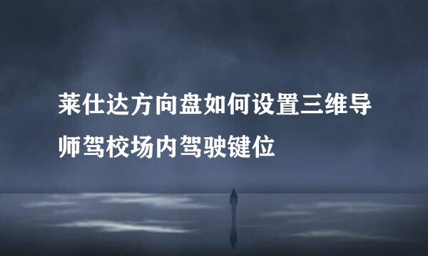 莱仕达方向盘如何设置三维导师驾校场内驾驶键位