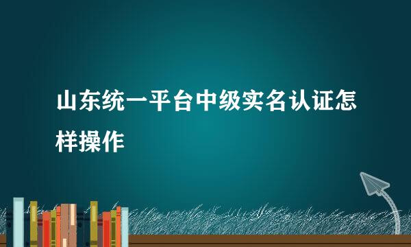 山东统一平台中级实名认证怎样操作