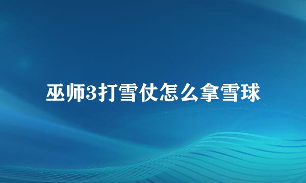 巫师3打雪仗怎么拿雪球