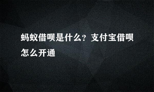 蚂蚁借呗是什么？支付宝借呗怎么开通