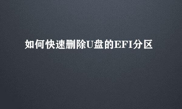 如何快速删除U盘的EFI分区