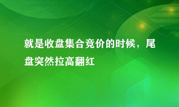 就是收盘集合竞价的时候，尾盘突然拉高翻红