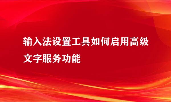 输入法设置工具如何启用高级文字服务功能
