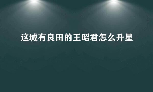 这城有良田的王昭君怎么升星