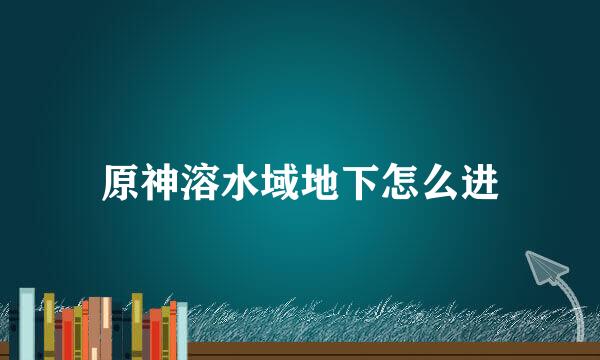 原神溶水域地下怎么进