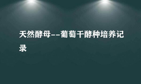 天然酵母--葡萄干酵种培养记录