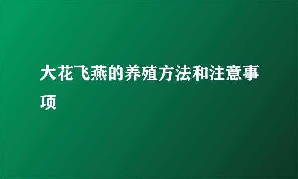 大花飞燕的养殖方法和注意事项