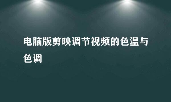 电脑版剪映调节视频的色温与色调