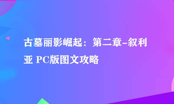 古墓丽影崛起:第二章-叙利亚 PC版图文攻略