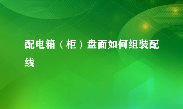 配电箱（柜）盘面如何组装配线