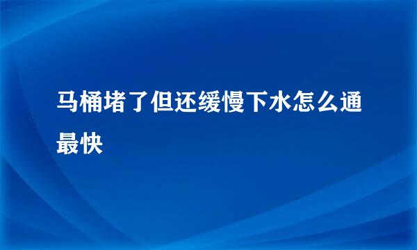 马桶堵了但还缓慢下水怎么通最快