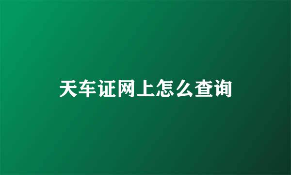 天车证网上怎么查询