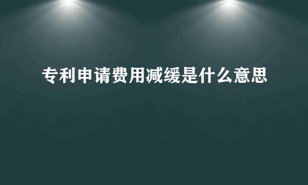 专利申请费用减缓是什么意思