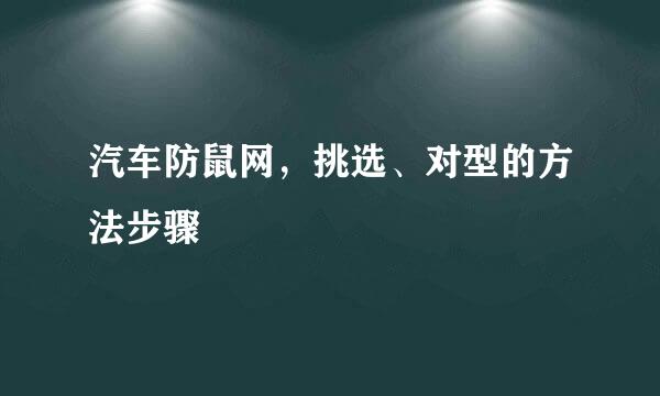 汽车防鼠网，挑选、对型的方法步骤