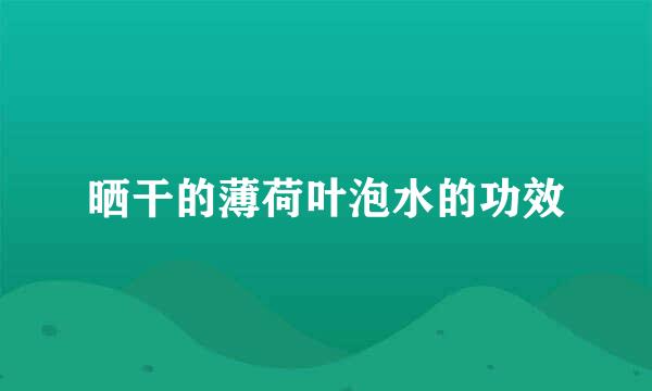 晒干的薄荷叶泡水的功效