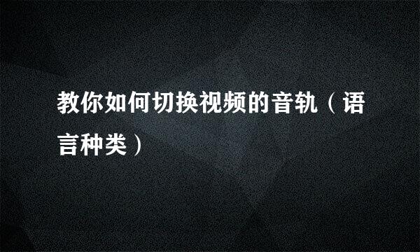 教你如何切换视频的音轨（语言种类）