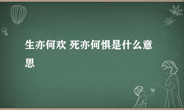 生亦何欢 死亦何惧是什么意思