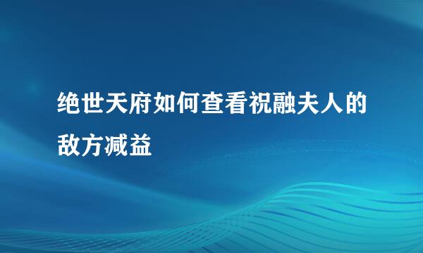 绝世天府如何查看祝融夫人的敌方减益