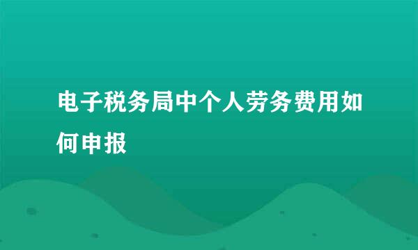 电子税务局中个人劳务费用如何申报
