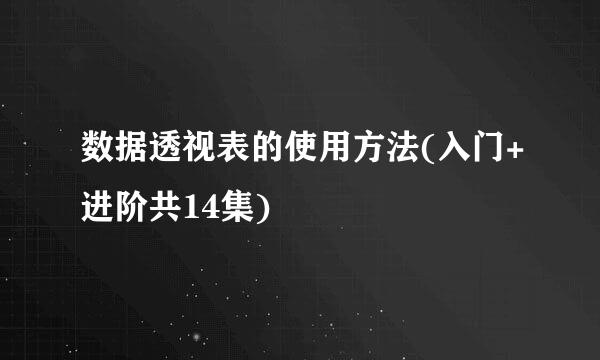 数据透视表的使用方法(入门+进阶共14集)