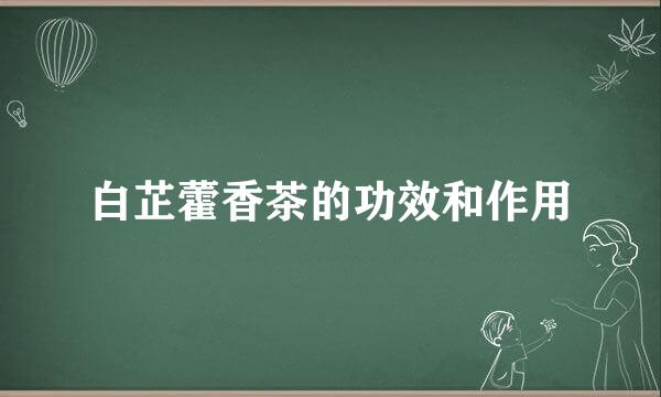 白芷藿香茶的功效和作用