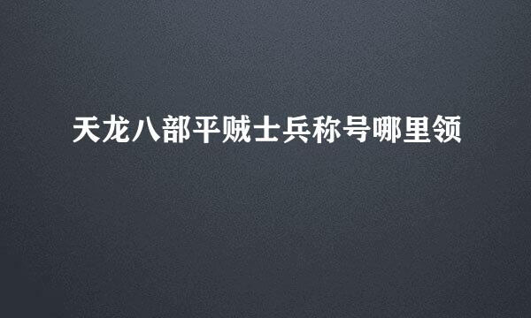 天龙八部平贼士兵称号哪里领