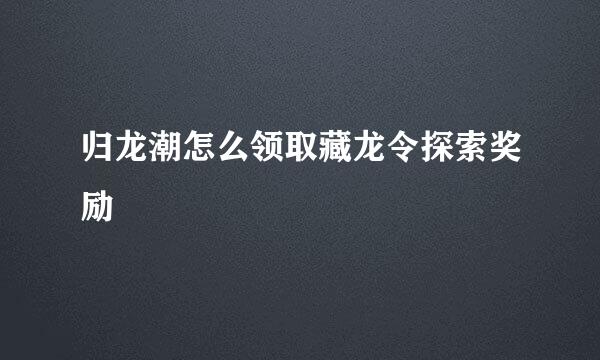 归龙潮怎么领取藏龙令探索奖励
