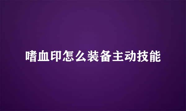 嗜血印怎么装备主动技能