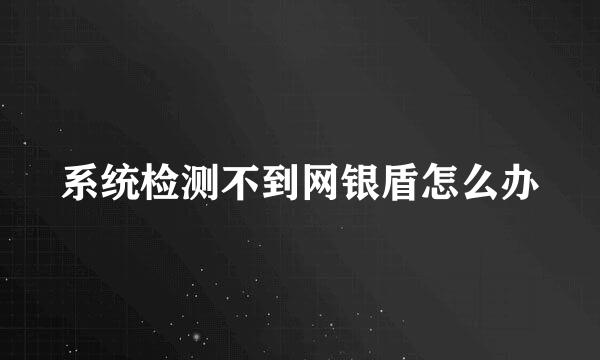 系统检测不到网银盾怎么办