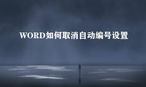 WORD如何取消自动编号设置