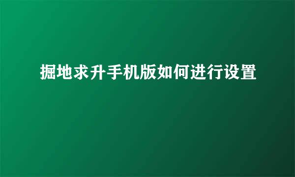 掘地求升手机版如何进行设置