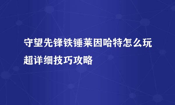 守望先锋铁锤莱因哈特怎么玩超详细技巧攻略