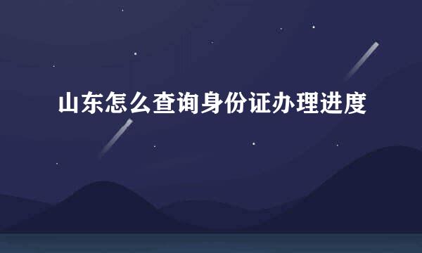 山东怎么查询身份证办理进度