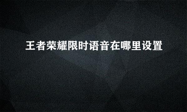 王者荣耀限时语音在哪里设置