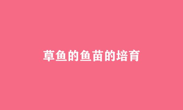 草鱼的鱼苗的培育