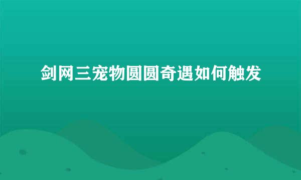 剑网三宠物圆圆奇遇如何触发