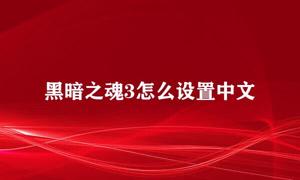 黑暗之魂3怎么设置中文
