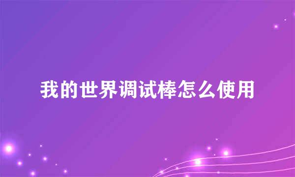 我的世界调试棒怎么使用