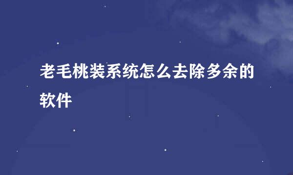 老毛桃装系统怎么去除多余的软件