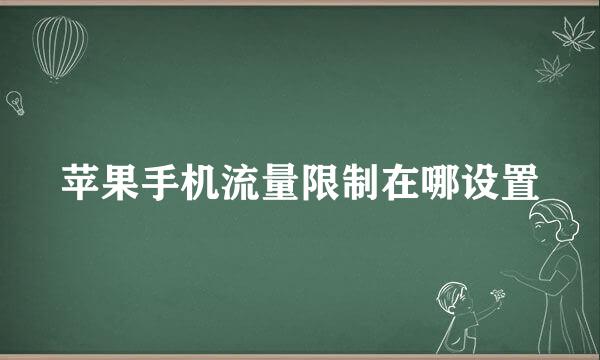 苹果手机流量限制在哪设置