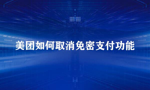 美团如何取消免密支付功能