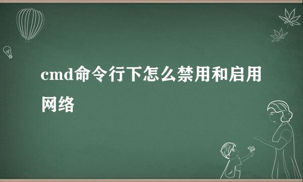 cmd命令行下怎么禁用和启用网络