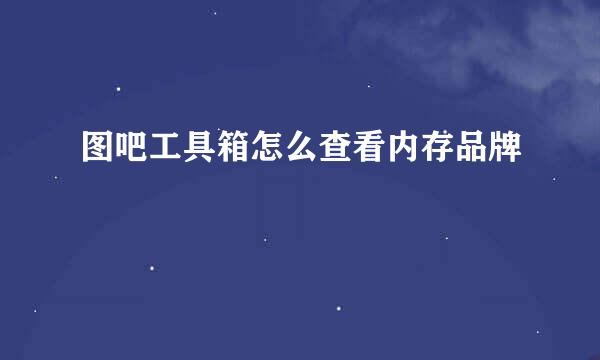 图吧工具箱怎么查看内存品牌