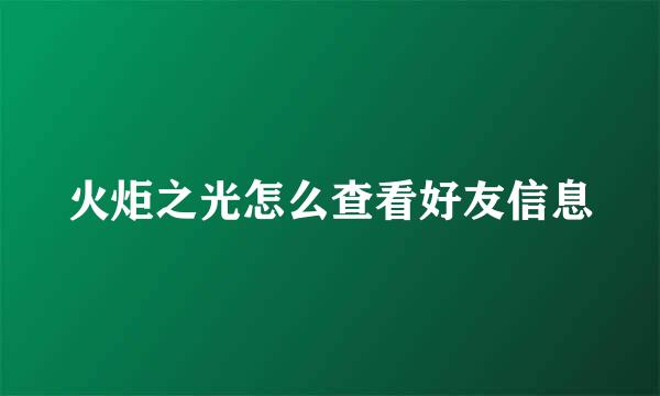火炬之光怎么查看好友信息