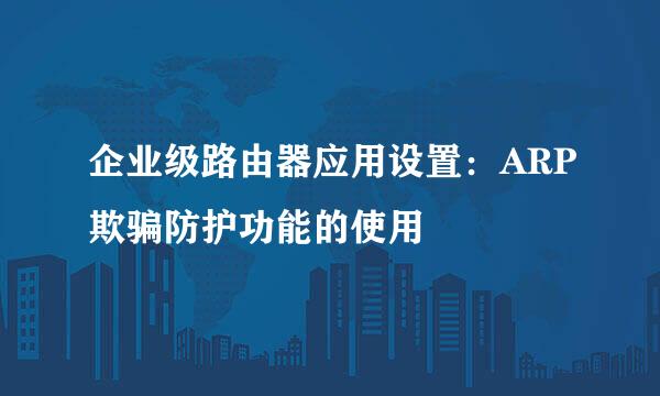 企业级路由器应用设置:ARP欺骗防护功能的使用