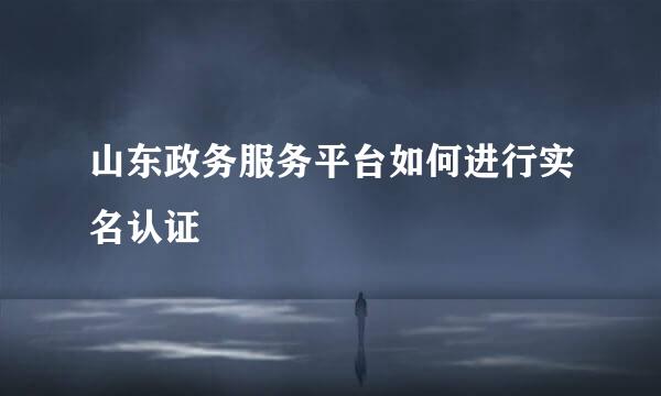 山东政务服务平台如何进行实名认证